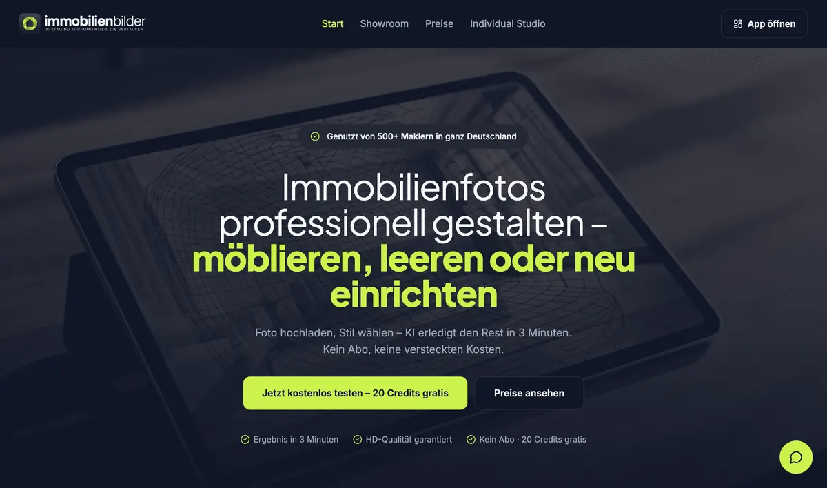 immobilienbilder.com — KI-gestütztes virtuelles Home Staging, ein eigenes Produkt von futrlab