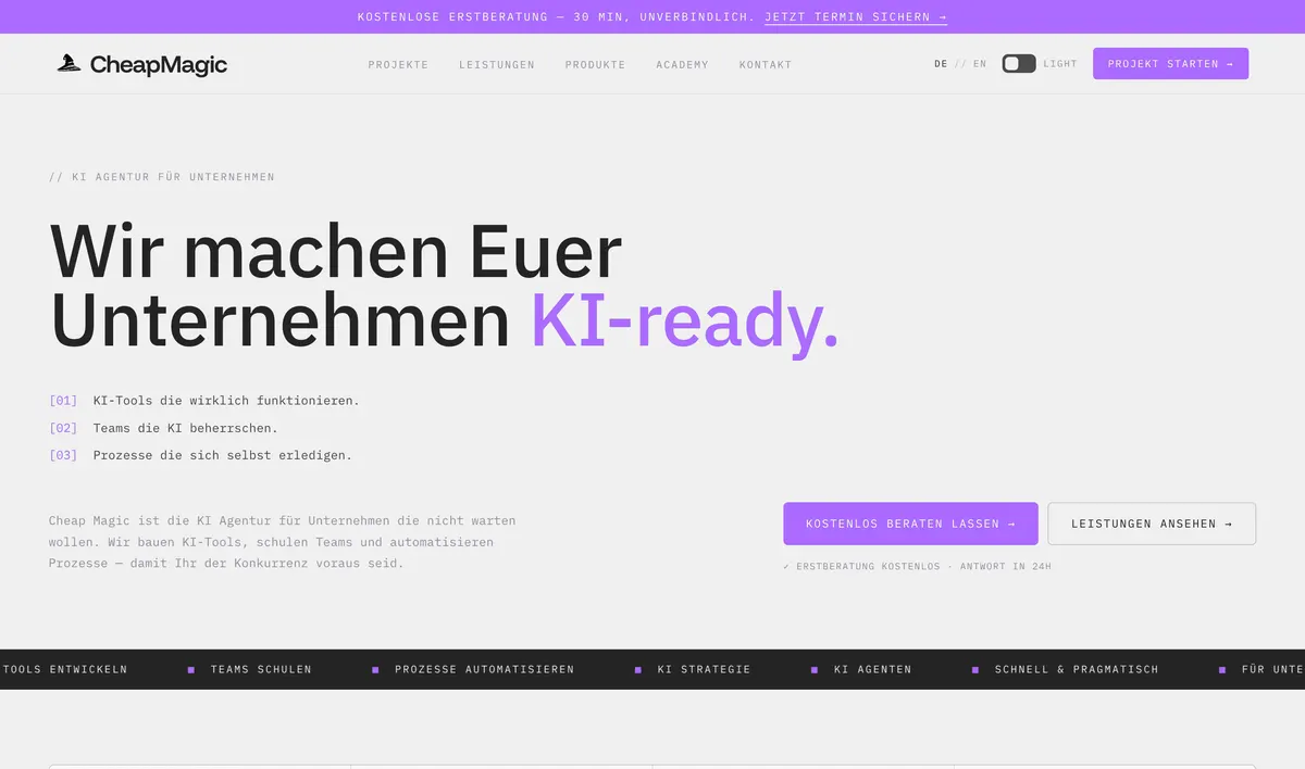 CheapMagic — KI-Agentur-Website aus dem futrlab-Universum