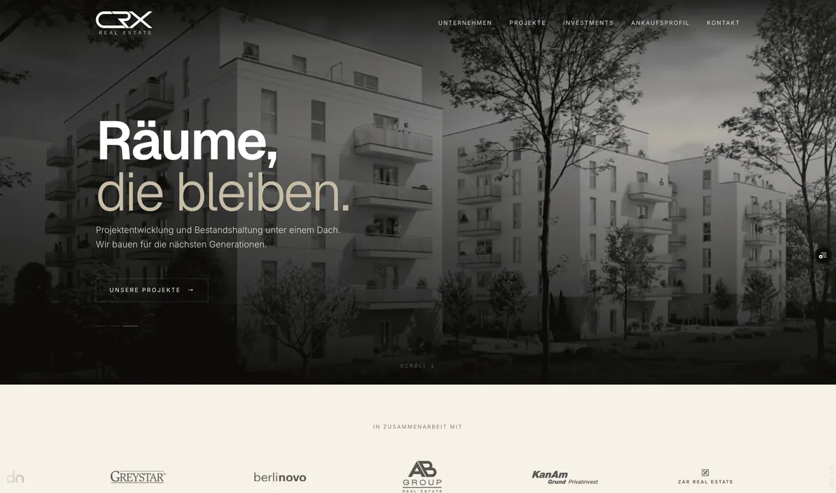 CRX Real Estate — Website-Relaunch von futrlab